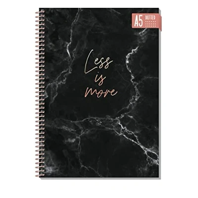 Afbeelding van Trendstuff by Häfft Bullet Journal gestippeld A5 formaat, met spiraalbinding, 160 pagina&#039;s, notitieboek spiraal, college blok, notitieblok van