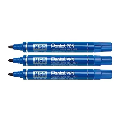 Afbeelding van Pentel N50 permanente marker conische punt blauw 3 stuks
