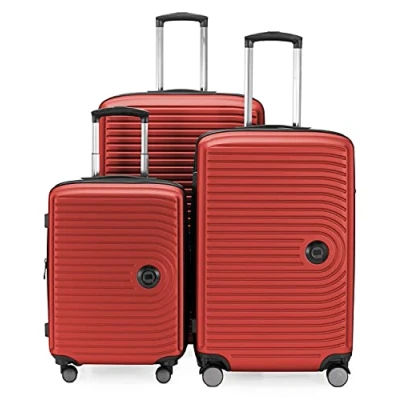 Afbeelding van HAUPSTSTADTKOFFER Mitte set van 3 koffers handbagage koffer 55 cm, middelgrote 68 cm + grote reiskoffer 77 harde schaal ABS, TSA, Rood
