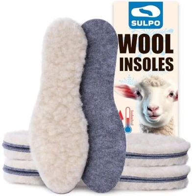 Afbeelding van SULPO 3 paar winterinlegzolen 13,7 mm zolen van wol en synthetisch vilt behaaglijk, warm comfortabel dankzij natuurlijke schapenwol ademende inlegzolen voor winterschoenen maten: 36 46