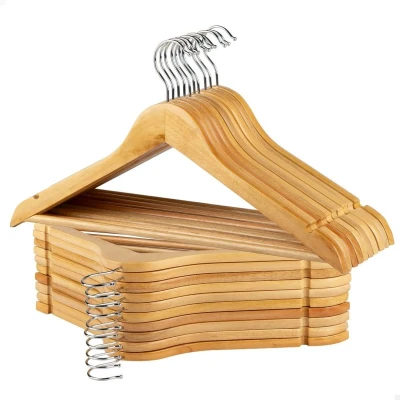 Afbeelding van Kleerhangerset Max Home Natuurlijk Hout Staal 44,5 x 23 1 cm 20 Onderdelen (4 Stuks)