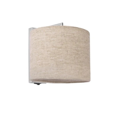 Afbeelding van Faro Lighting Sahara 1 Light Indoor Wandlamp Chroom, met Beige Shade, E27
