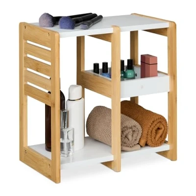 Afbeelding van Relaxdays badkamerrek 35x34x20 cm bamboe mdf keukenrek aanrecht