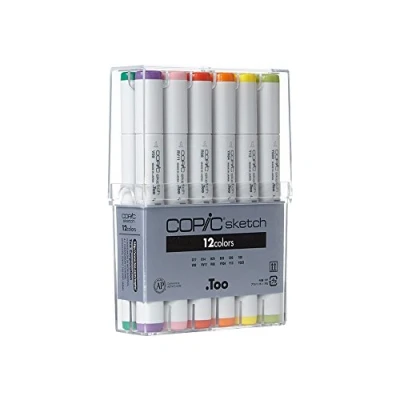 Afbeelding van COPIC Marker Stiften Set van 12 Alcoholbasis Inkt