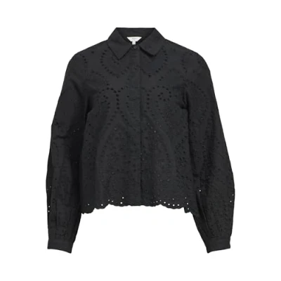 Afbeelding van Object Objbitten Overhemdblouse, Dames, Maat: 34, Black