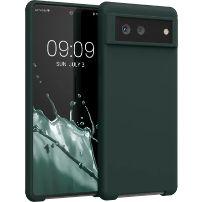 Afbeelding van kwmobile telefoonhoesje geschikt voor Google Pixel 6 Hoesje met siliconen coating Smartphone case in mosgroen