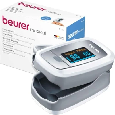 Afbeelding van Beurer PO 30 Saturatiemeter, Pulsoxymeter, meting van zuurstofsaturatie (SpO2) en hartslag (pols), pijnloos te gebruiken, gemakkelijk af lezen kleurendisplay, hartslagweergave