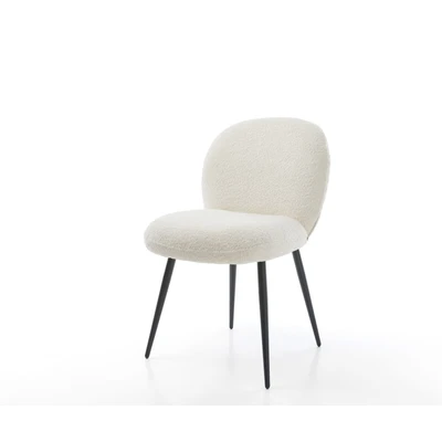Afbeelding van Gestoffeerde stoel Nube Flex 4 poot conisch zwart bouclé wit pocketveer kern