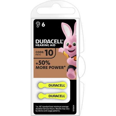 Afbeelding van Duracell Batterij Gehoorapparaat DA 10 6st