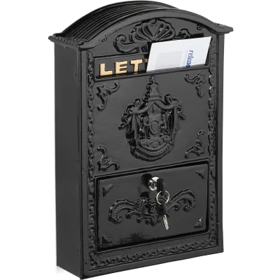 Afbeelding van brievenbus antiek 42 x 28 10 cm met slot 2 sleutels zwart
