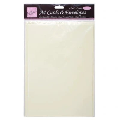 Afbeelding van Anita&#039;s Effen, blanco kaarten &amp; enveloppen, A4, crème, 4 stuks, voor thuis, bruiloft, verjaardag, Kerstmis, bedankt, kunst en ambacht, scrapbooking benodigdheden, babyshower, maken