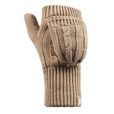 Afbeelding van HEAT HOLDERS Thermische Converter Vingerloze Kabelgebreide 2.3 tog Dameshandschoenen, Beige, Eén maat
