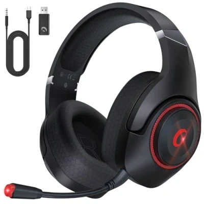 Afbeelding van gaming headset, 2,4 GHz USB draadloze headset voor PS5/PS4/PC/Switch, hoofdtelefoon met afneembare microfoon, Bluetooth 5.2, 40H batterij, 3,5 mm bekabelde Xbox
