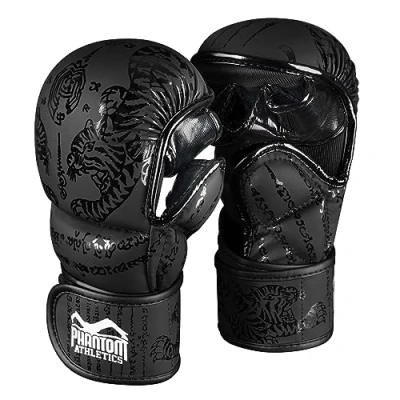 Afbeelding van Phantom Apex MMA Handschoenen, professionele handschoenen voor sparring, vecht, boksen, freefight (Muay Thai zwart, S/M)
