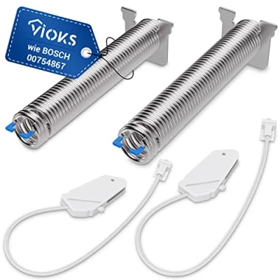 Afbeelding van VIOKS Deurscharnier veerset blauw vervanging voor 00754867 Bosch veer vaatwasser 2x deurveer Siemens onderdelen met kabel
