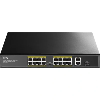 Afbeelding van Cudy 16 poorts 10/100M PoE+ switch met 2GbE en 1 SFP poort