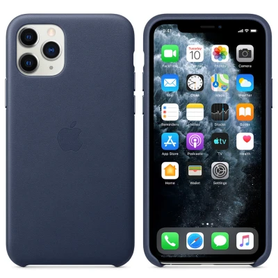 Afbeelding van Origineel Apple iPhone 11 Pro Hoesje Echt leder Hardcase/Backcover Blauw Telefoonhoesje