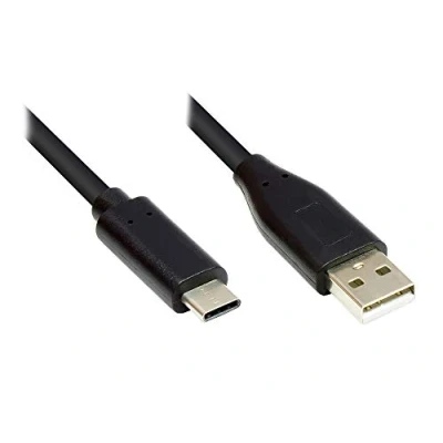 Afbeelding van Good Connections® USB 2.0 aansluitkabel C™ stekker naar A koperen geleider, dubbele afscherming, 480 Mbit/s gegevensoverdracht zwart 0,5 m / 50 cm