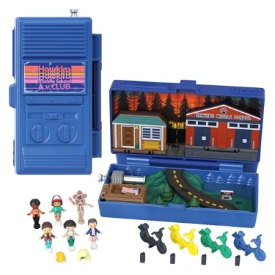 Afbeelding van Polly Pocket Speelset voor Verzamelaars, Stranger Things, compacte speelset, speciale editie met 6 personagepoppen en 10 accessoires, HWP22