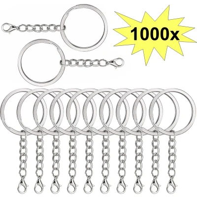 Afbeelding van Fako Bijoux® Sleutelringen Met Karabijnsluiting Sleutelhanger Ringen Splitringen Ketting RVS Plat 30 mm 1000 Stuks