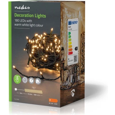 Afbeelding van Decoratieve Verlichting Koord 180 LED&#039;s Warm Wit 13.50 m Licht Nedis