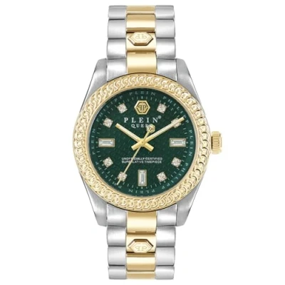 Afbeelding van Philipp Plein Dameshorloge analoog kwarts queenkristal, tweekleurig/groen Pwdaa0421, armband