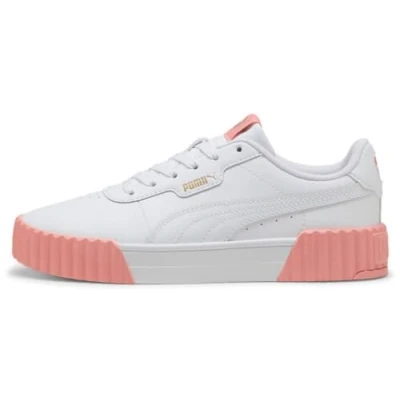Afbeelding van Puma Carina 3.0 Sneakers laag, Dames, Maat: 38, White/pink fruit/gold Leer/ synthetisch