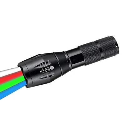 Afbeelding van WESLITE 4 in 1 LED zaklamp met rood groen wit blauw licht, meerdere kleuren tactische buiten wegsignaal zoombare handfakkels voor astronomie nachtzicht wandelen (4 kleuren)