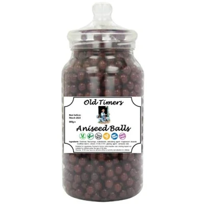 Afbeelding van Old Timers Originele Anijs ballen in herbruikbare Retro Victoriaanse stijl Plastic Jar 970 milliliter 800 gram