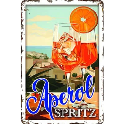 Afbeelding van 30 x 20 cm Retro blikken bord, bar cocktail recept, Summer Feeling Aperol Spritz Prosecco (Italië)