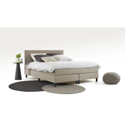 Afbeelding van Maxi Owen Plus Boxspring 120x200 cm Gestoffeerde met Matras Bed Beige Tweepersoonsbed