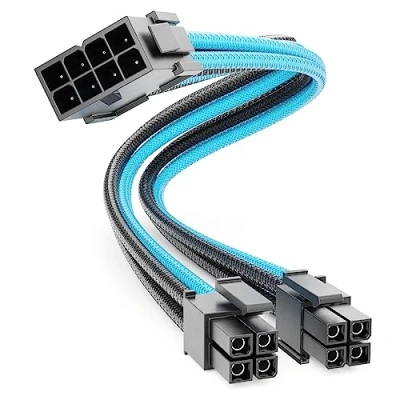 Afbeelding van deleyCON 4+4 Pins EPS CPU Processor Voedingskabel Intern 30 cm 18 AWG PSU Moederbord PC Computer Voeding Nylon Mannelijk naar Vrouwelijk Zwart Blauw