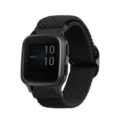 Afbeelding van kwmobile nylon bandje voor smartwatch geschikt Garmin Venu Sq 2 Music / 14 22 cm Polsbandje in zwart