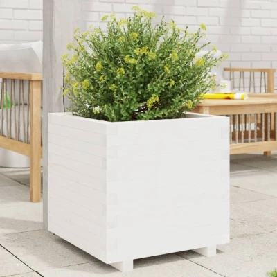 Afbeelding van Plantenbak 50x50x49,5 cm massief grenenhout wit