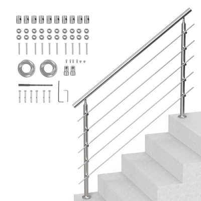 Afbeelding van VEVOR railing RVS trapleuning leuning 5 dwarsbalken 1500x104x1060mm