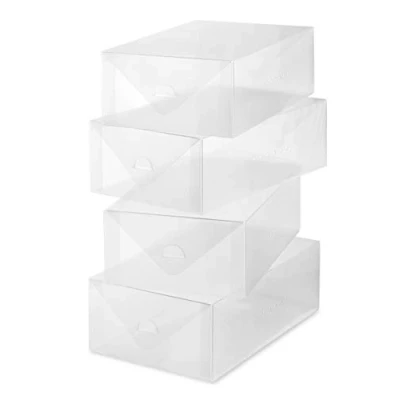 Afbeelding van Whitmor Clear Vue Schoenenbox voor dames, 4 delige set, kunststof, wit,