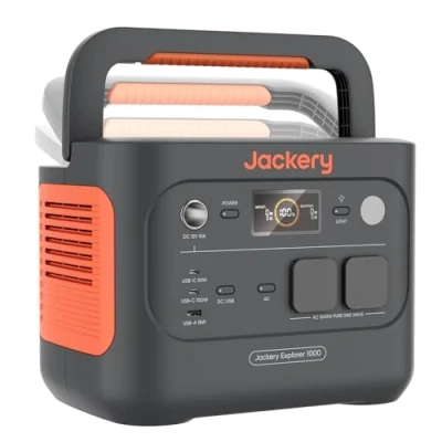 Afbeelding van Jackery Explorer 1000 v2 draagbaar powerstation, 1070 Wh LifePO4 accu, 1500 W, uitgang met 6 USB C/A AC/DC aansluitingen, snel opladen 1H, zonne generator voor buiten, camping, noodgevallen