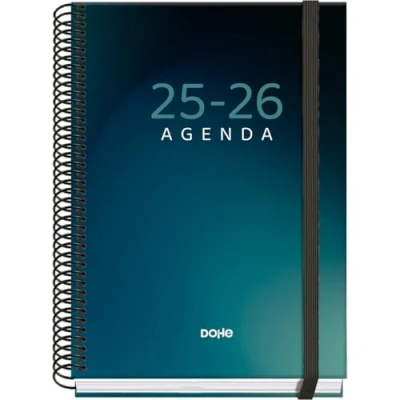 Afbeelding van Dohe Schoolagenda 2025 2026 Dag per Pagina, Formaat A5 (15x21 cm), Spaans en Engels, September tot Juni, Spiraalbinding Elastieksluiting, Harde Kaft, 4 Stickervellen PRIME Boreal