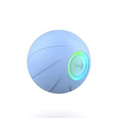 Afbeelding van Cheerble Bal interactief hondenspeelgoed, bal, wikkelbal hond, zelfbewegend beweegbaar, met 3 interactieve modi, zelfrollende voor honden, ledverlichting, blauw