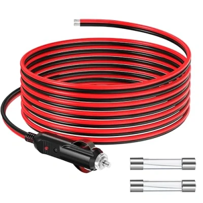 Afbeelding van GUNGY 4 m sigarettenaansteker, verlengkabel, 12 V, autostekker, stekkerkabel, 14 AWG met zekering, 15 A, voor auto, vrachtwagen, camper, sigarettenaansteker bus