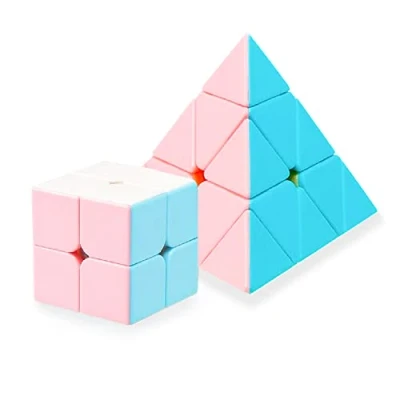 Afbeelding van 2x Magische kubus, pastelkleuren, glad, zonder stickers, Holy Hand Legend Macaron, correctie van rimpels en eenvoudig draaien, speedcubing, 3D puzzel, afgeronde hoeken