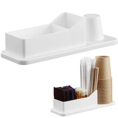 Afbeelding van Navaris organizer koffie tafel Voor jouw koffiestation thuis of op werk 24,4 x 8,7 6,8 cm bekers, suiker en koffiemelk Wit