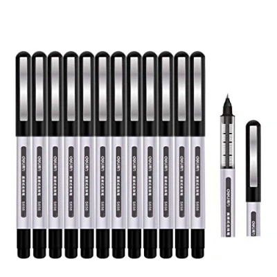 Afbeelding van Surcotto Rollerbalpennen zwart, 0,5 mm inktpen, gladde balpen, sneldrogend, vloeibare inkt, onuitwisbaar, rollerbalpen voor kantoor, school, schrijfset, 12 stuks