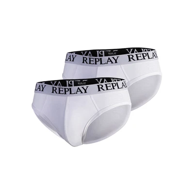 Afbeelding van Replay Basic CUFF LOGO BOX 2 PACK Slip, Heren, Maat: Large, White/white
