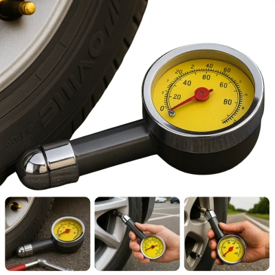 Afbeelding van Cheqo Analoge Bandenspanningsmeter Bandenspanning Meten Auto Motor Vrachtwagen Meter Luchtdrukmeter met Verlengde Kop Bandendr