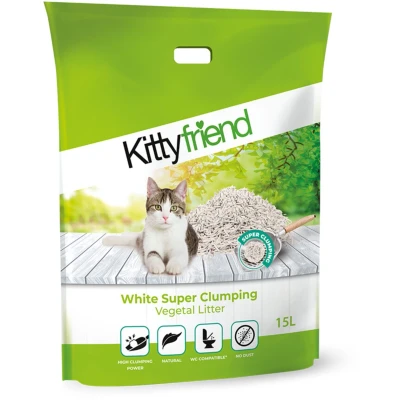Afbeelding van Kitty Friend Kattenbakvulling Vegetal White Super Clumping Litter 15 liter