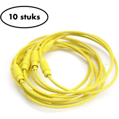 Afbeelding van Staaldraad sleutelring 15 cm Sleutelhanger Split ring centimeter 10 stuks Geel