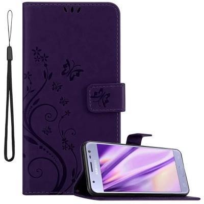 Afbeelding van Cadorabo Hoesje geschikt voor Samsung Galaxy J3 2017 in Bloemen DONKER PAARS Beschermhoes Case Cover