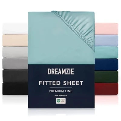 Afbeelding van Dreamzie hoeslaken 90x200 cm voor dikke matrassen tot 30 100 procent polyester microvezel Aqua gecertificeerd zonder chemische producten (Oeko TEX), met volledig elastiek