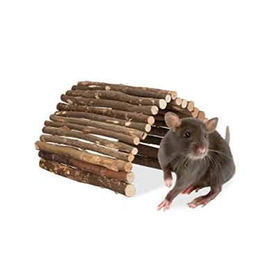Afbeelding van loopbrug knaagdier 40 x 65 cm kooiaccessoire voor cavia&#039;s &amp; konijnen buigbaar grote houten tunnel